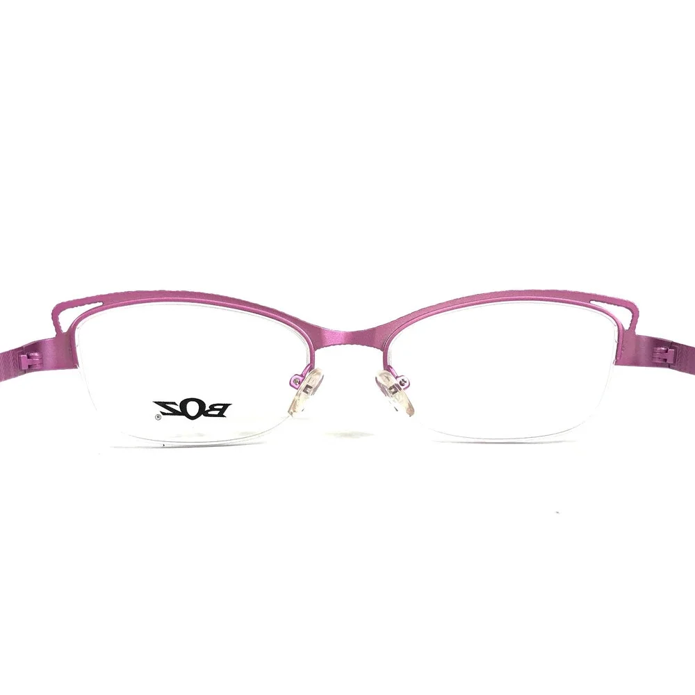 BOZ Eyeglasses Frames WELL 9082 Purple Brown Cat Eye Half Rim 52.5-18-140
